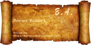Beros Albert névjegykártya